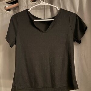 Elegant Black V-Neck Short Sleeve Top